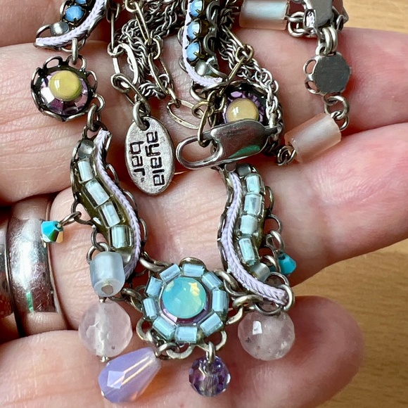 AYALA BAR ADJUSTABLE NECKLACE W/LONG EXTENDER BLUE LILAC PURPLE GREEN RHINESTONE - Picture 16 of 16